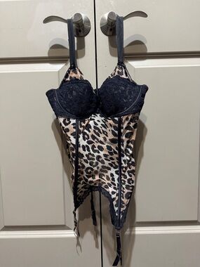 Victoria Secret Very Sexy Leopard Boned Bustier Corset M